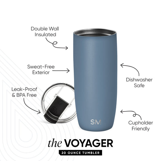 Voyager Tumbler with Clear Flip Lid & Straw