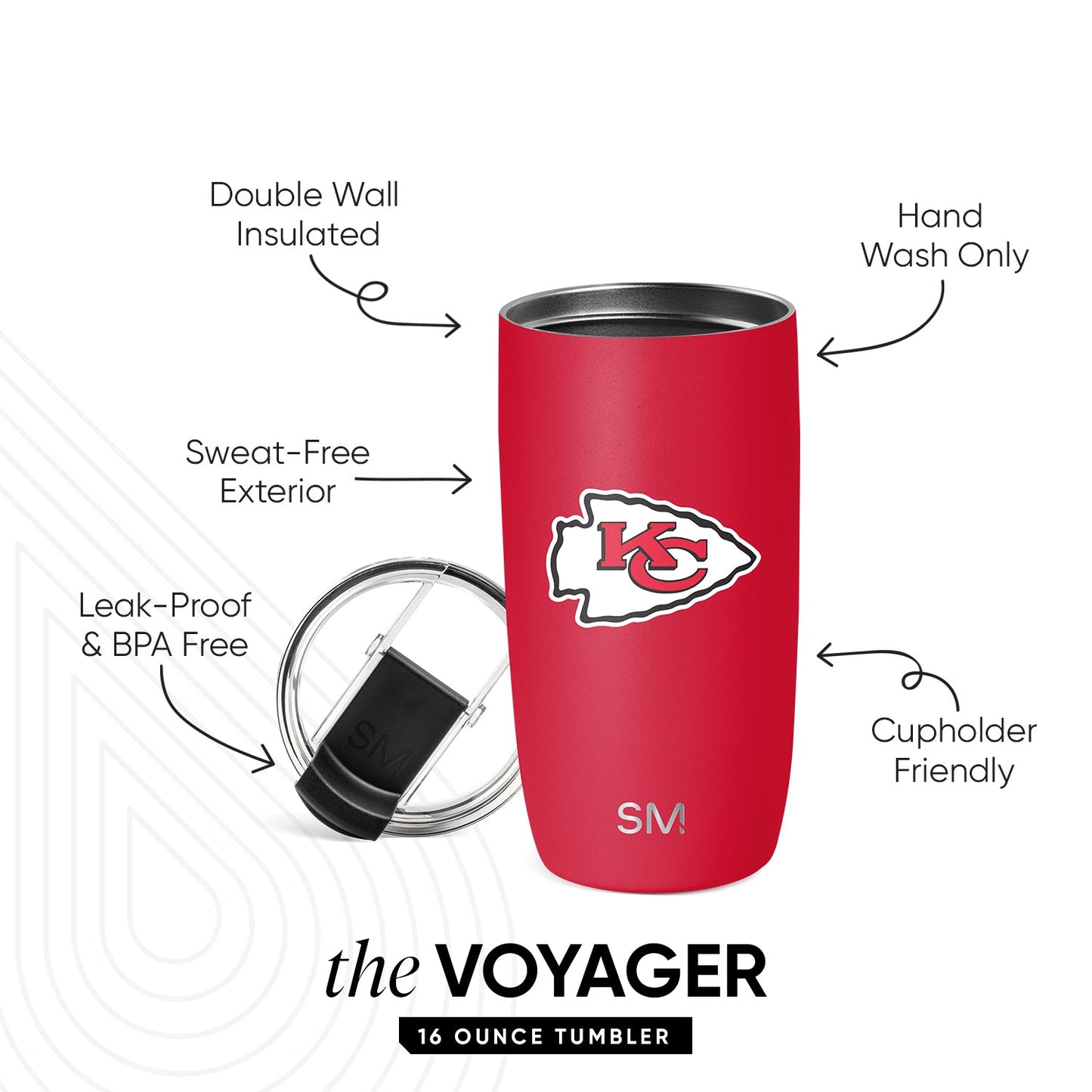 NFL Voyager Tumbler with Clear Flip Lid & Straw