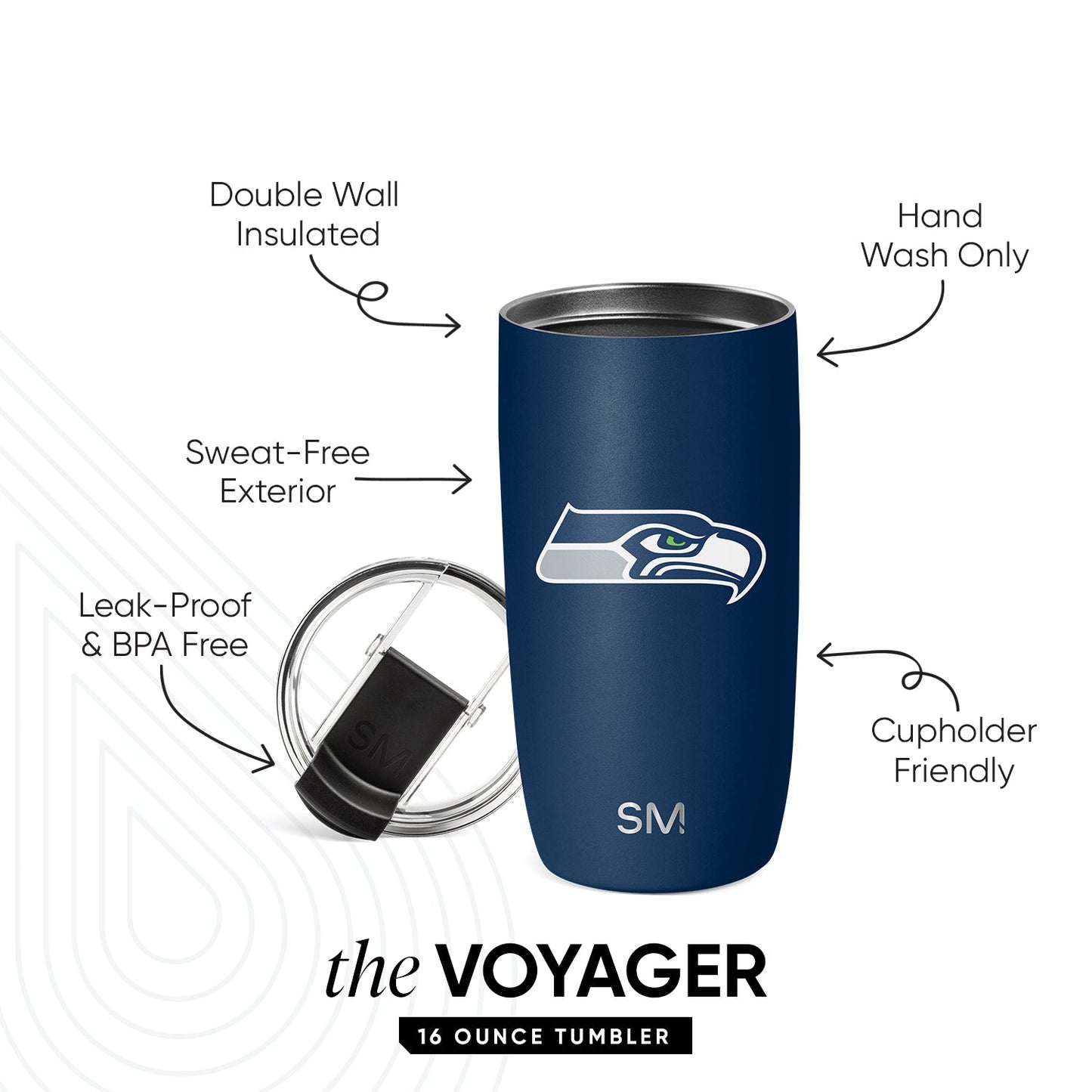NFL Voyager Tumbler with Clear Flip Lid & Straw