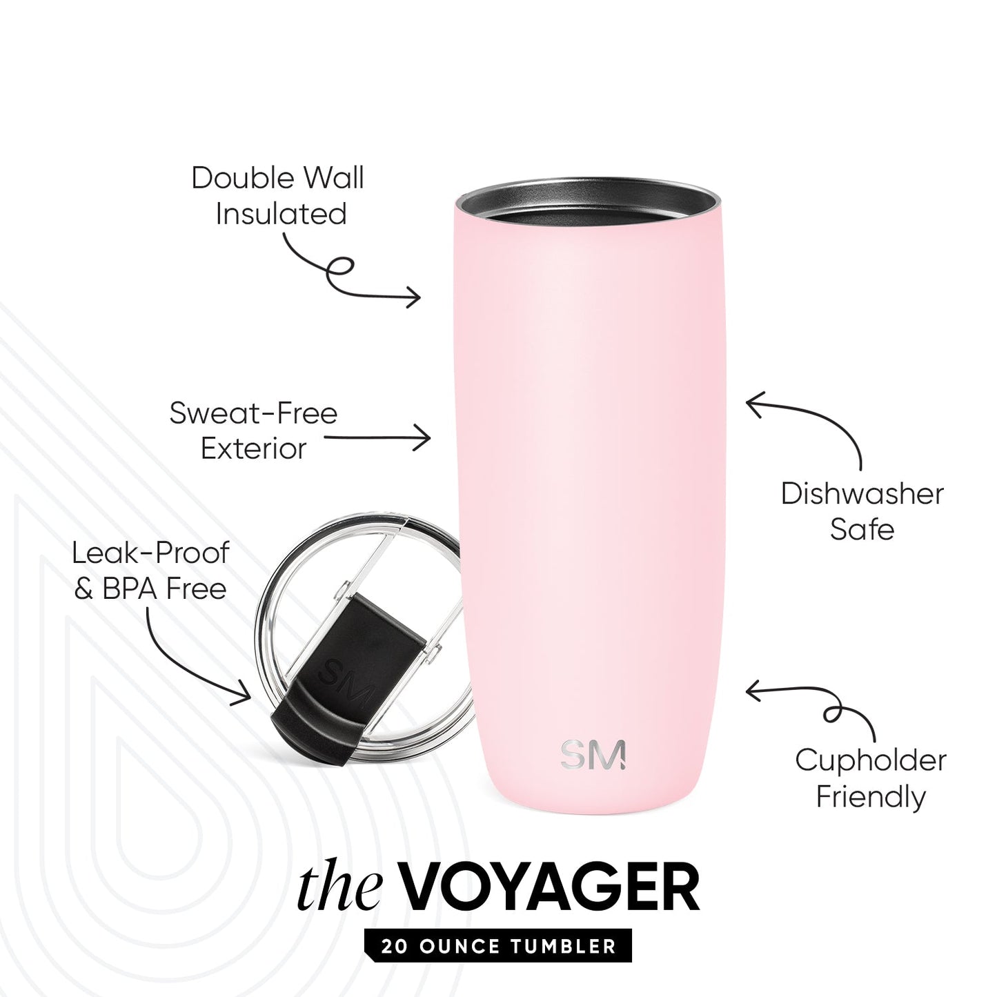 Voyager Tumbler with Clear Flip Lid & Straw