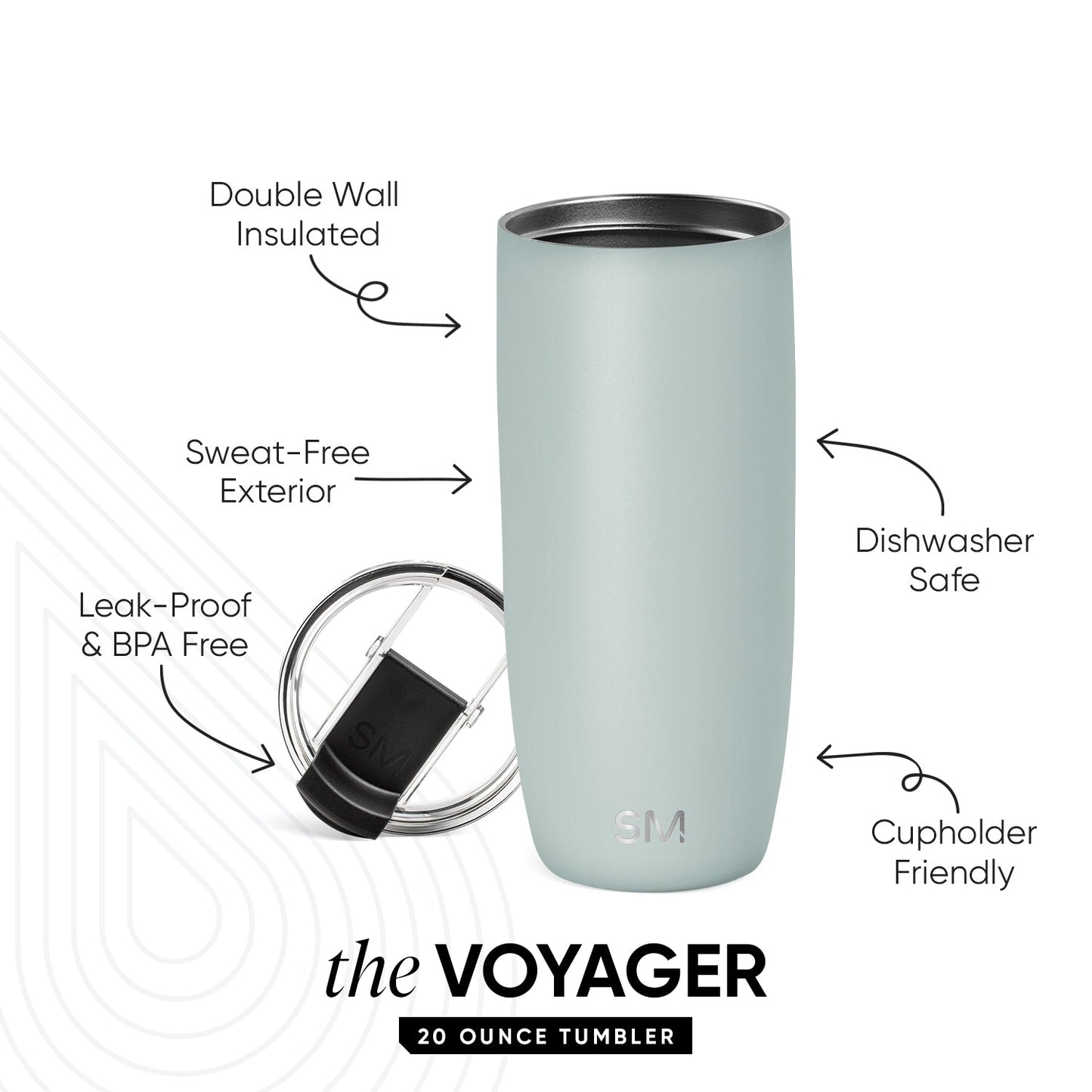 Voyager Tumbler with Clear Flip Lid & Straw