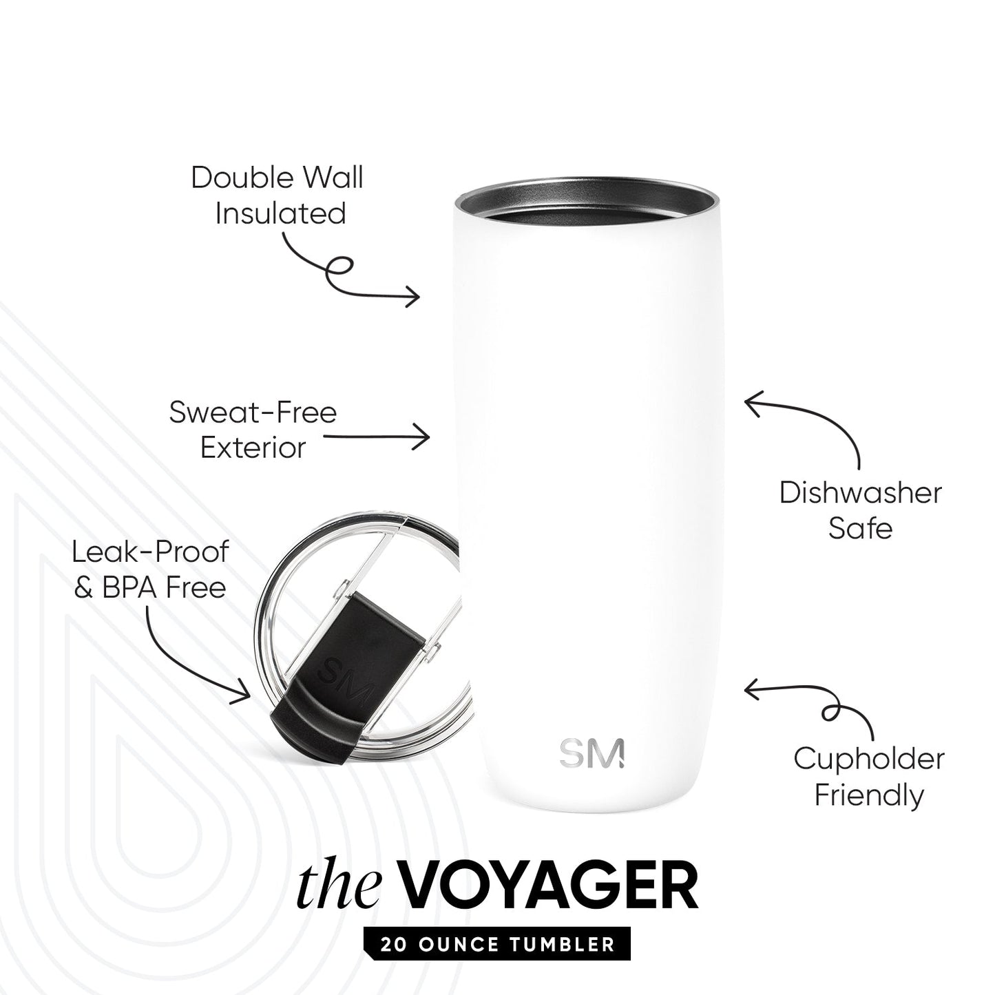 Voyager Tumbler with Clear Flip Lid & Straw