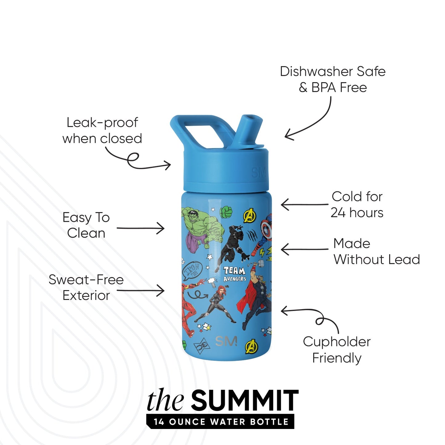Summit Kids Water Bottle with Straw Lid